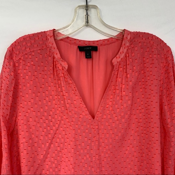 J. Crew Pink Textured Long Sleeve V-Neck Blouse - Picture 2 of 11